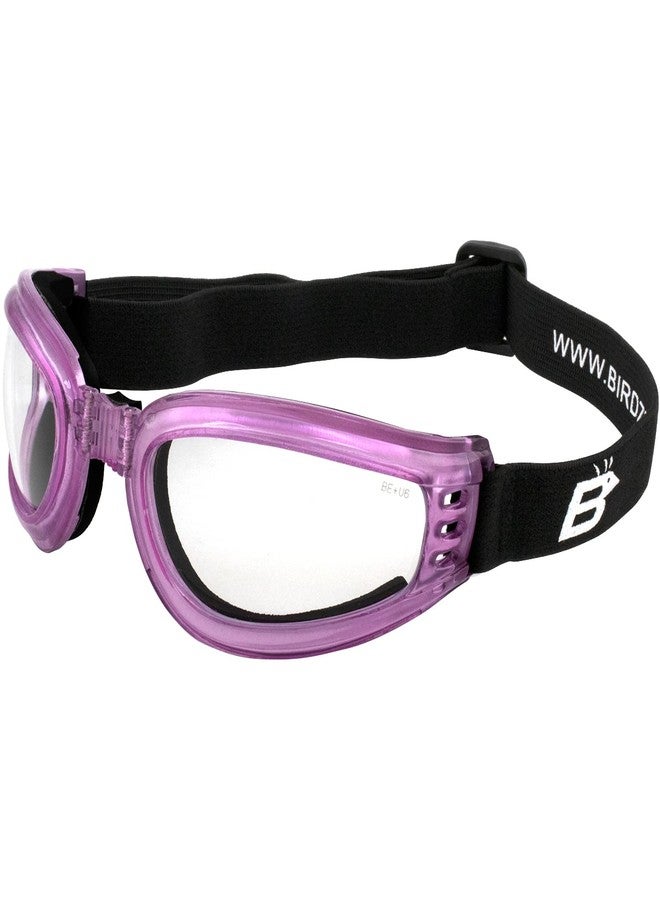 Birdz Eyewear Cardinal Padded Floating Motorcycle Goggles for Women Translucent Pink Frame with Clear Lenses Folding Goggles (Clear) - Image 1