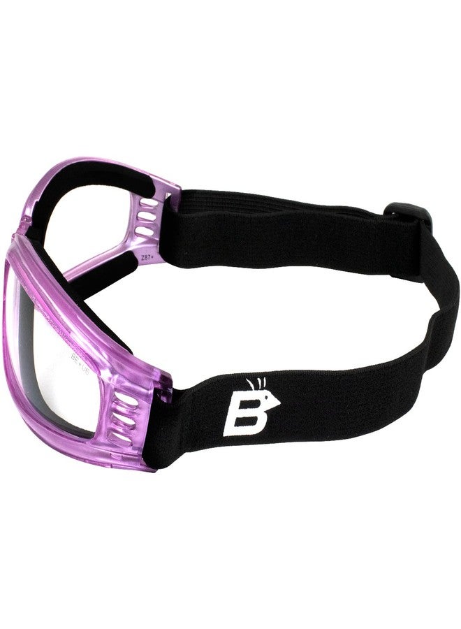 Birdz Eyewear Cardinal Padded Floating Motorcycle Goggles for Women Translucent Pink Frame with Clear Lenses Folding Goggles (Clear) - Image 3