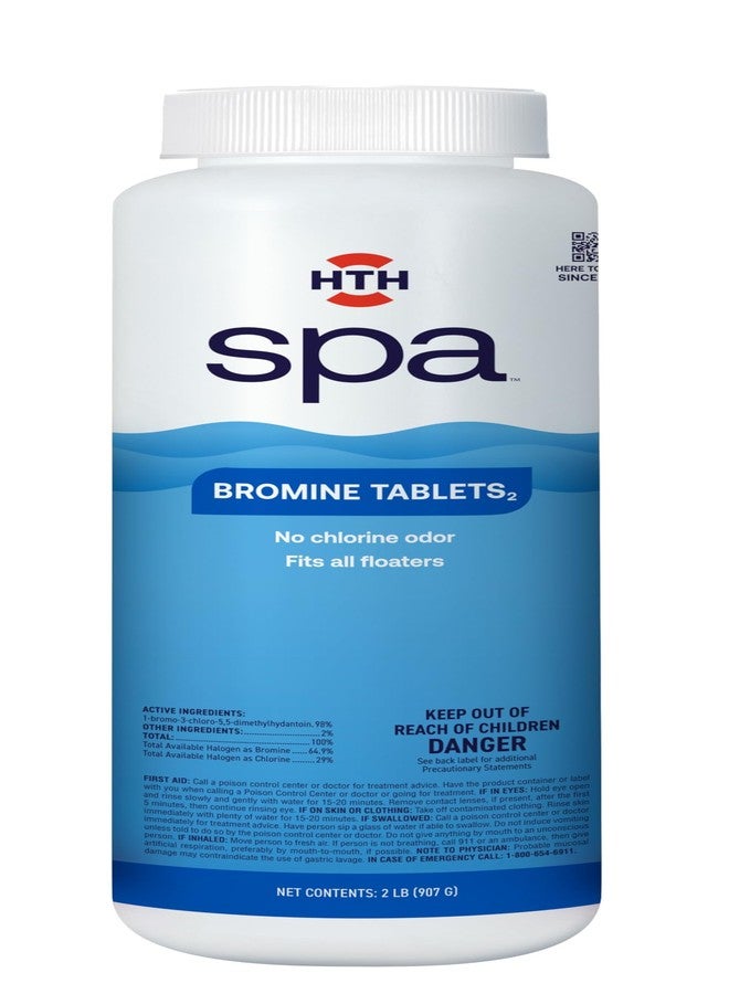 HTH Spa 86109 Bromine Tabs, Chemical Sanitizer for Spas & Hot Tubs - Fits All Floaters for Easy Application, Creates Soft Water Feel, No Chlorine Odor, Eliminates Bacteria & Algae, 2 lbs - Image 1