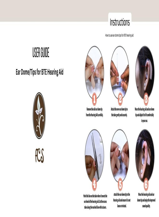 FCS Replacement hearing aid domes Ear Tips Silicone Earplug Domes for BTE and Pocket Hearing Instruments Ear Tip Replacement With Tube and Elbow Connectors (Indian Ear tips, 6 Pc. Medium- 10mm) - Image 2