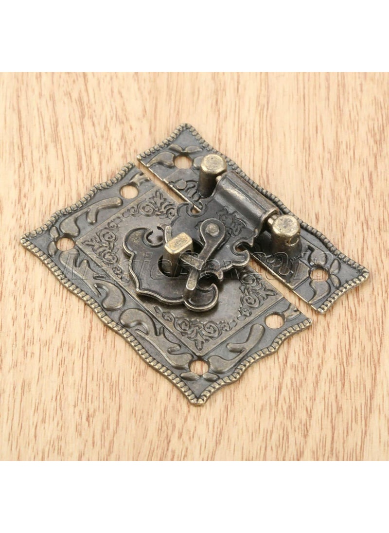 Teclican Jewelry Box Hardware Big Retro Design Decorative Cabinet Jewelry Box Antique Buckle Wooden Box Latch Decorative Hasp Latch Buckle and Screws Size W 51 x H 44 mm 2 x 174 Inch 2  - Image 2
