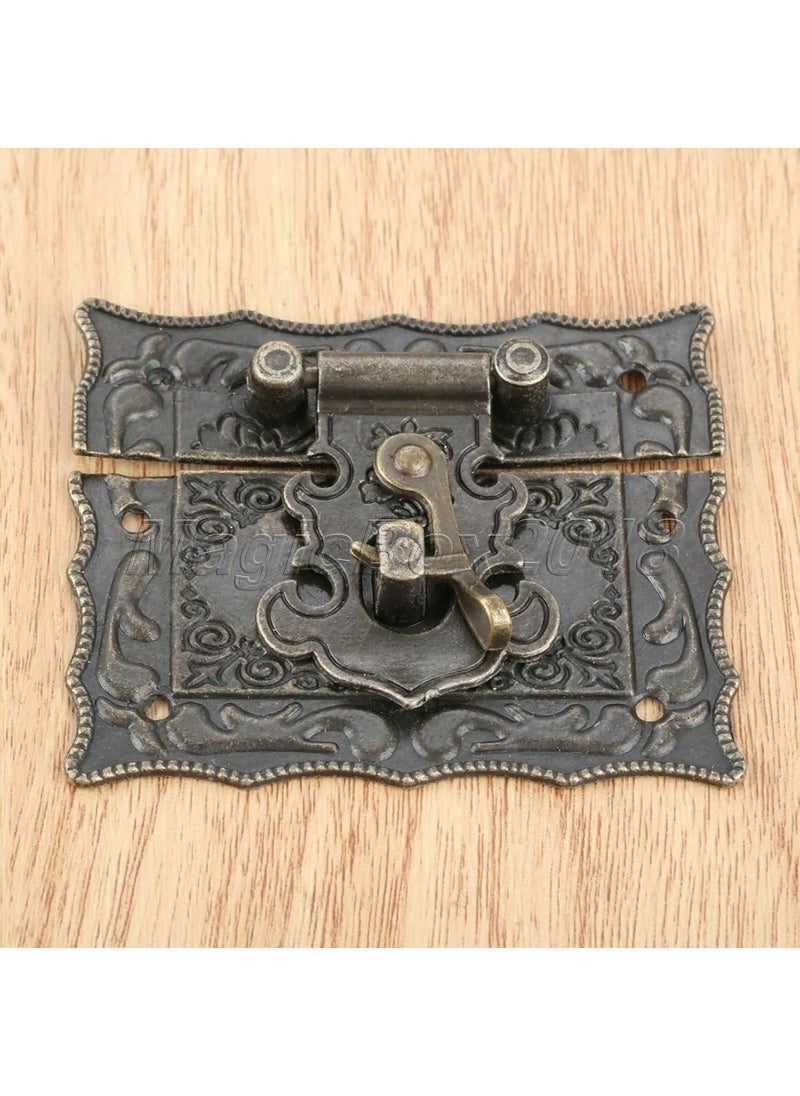 Teclican Jewelry Box Hardware Big Retro Design Decorative Cabinet Jewelry Box Antique Buckle Wooden Box Latch Decorative Hasp Latch Buckle and Screws Size W 51 x H 44 mm 2 x 174 Inch 2  - Image 4