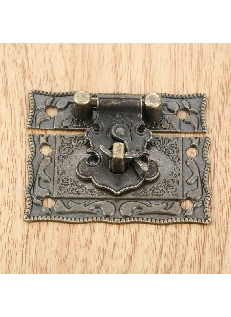 Teclican Jewelry Box Hardware Big Retro Design Decorative Cabinet Jewelry Box Antique Buckle Wooden Box Latch Decorative Hasp Latch Buckle and Screws Size W 51 x H 44 mm 2 x 174 Inch 2  - Image 3