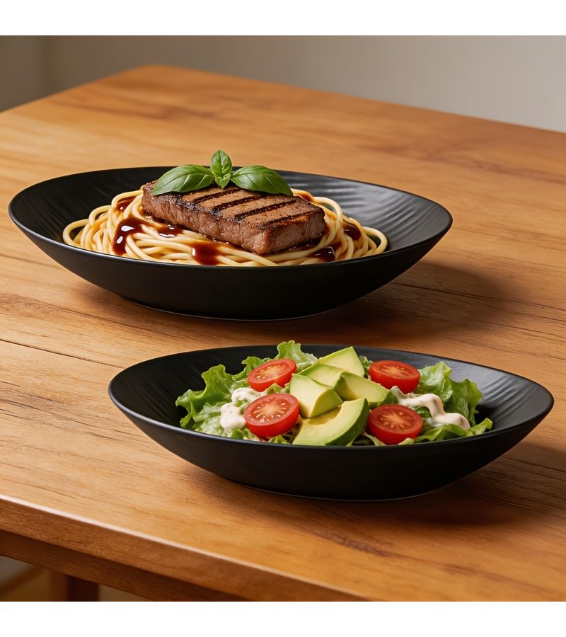 Microwave Dishwasher Safe Salad Bowls 2pcs Durable Plastic Soup Plates - Image 1