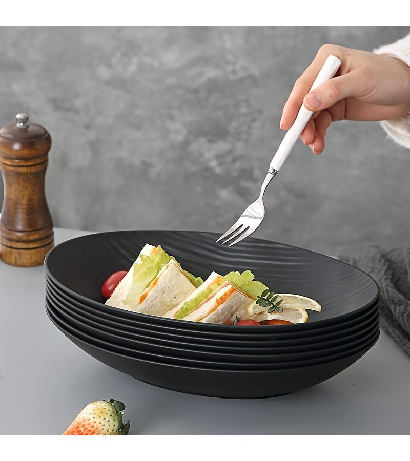 Microwave Dishwasher Safe Salad Bowls 2pcs Durable Plastic Soup Plates - Image 2