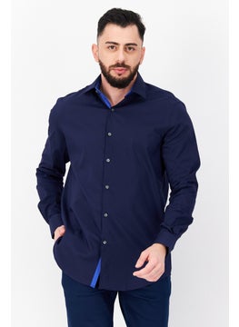 Van Heusen Men Regular Fit Plain Long Sleeve Dress, Shirt, Navy  - Image 1