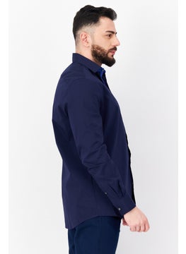 Van Heusen Men Regular Fit Plain Long Sleeve Dress, Shirt, Navy  - Image 2