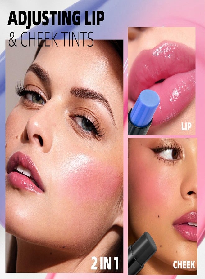 BAISEN DIARY PH Adjusting Lip & Cheek Tint - Temperature Color Change Instaph Lipstick, Hydrating & Long-Lasting, Natural Glow Blush & Lip Color, Buildable, Non-Sticky, Moisturizing Lip & Cheek Stain (Blue) - Image 4