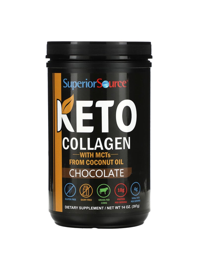 Keto Collagen Powder with MCTs, Chocolate, 14 oz (397 g)