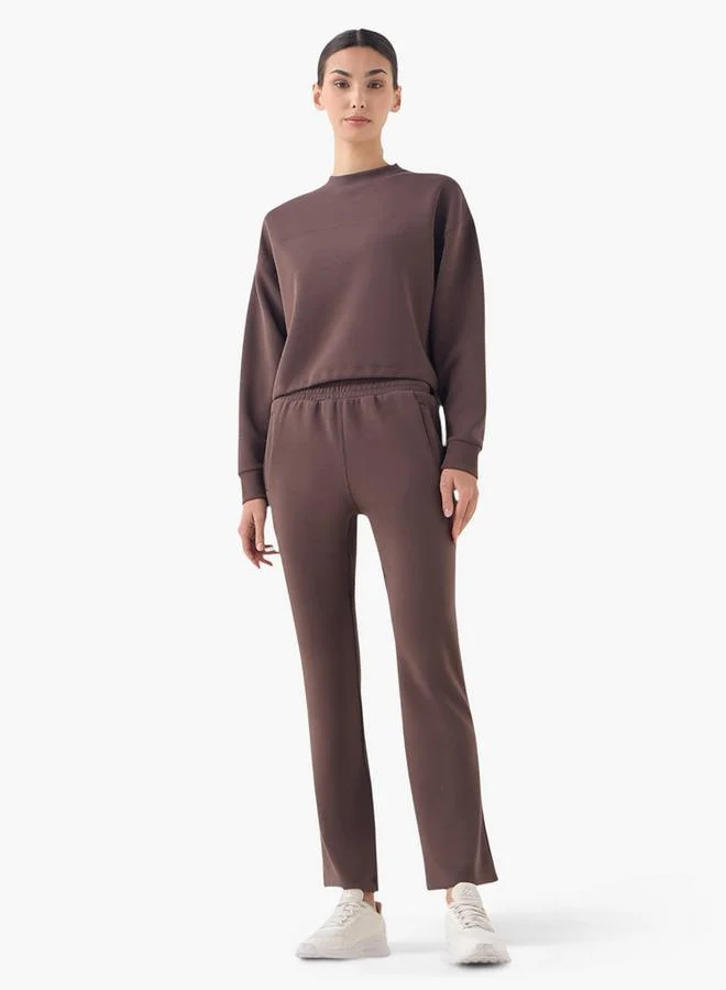 ADOT by Splash Panelled Cropped Sweatshirt with Long Sleeves