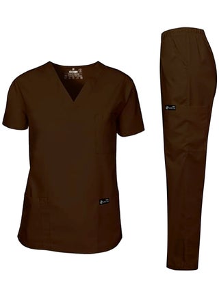 Mens & Womens Medical Scrubs Set V Neck Top & Bottom Brown Breathable Workwear Scrubs Suit - pzsku/Z88B7F715252F927F343BZ/45/1757775457/74c36fdb-6d8a-4686-9ccb-fdb791df8c64