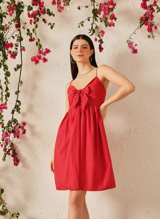 STREET 9 Red Cotton Fit & Flare Dress for Women