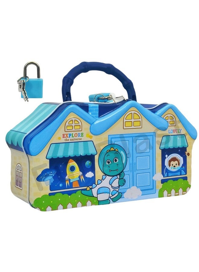 FunBlast FunBlast Hut Shaped Coin Box For Kids - Dinosaur Piggy Bank - Money Saving Metal Coin Bank (Multicolor), Modern - Image 1