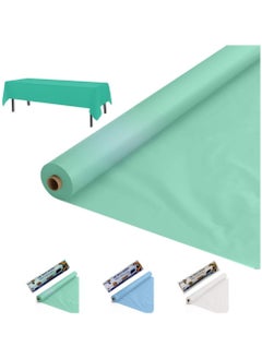 AlsayedP 50 Pcs Sea Green Sufra Roll Plastic Table Cover Roll 100 x 100 cm Disposable Table Cloth for Picnic, Banquet, Birthdays, Party, Weddings (Sea Green 50pcs)  - Image 1