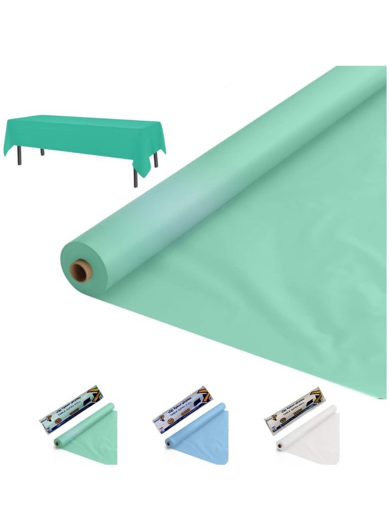 AlsayedP 50 Pcs Sea Green Sufra Roll Plastic Table Cover Roll 100 x 100 cm Disposable Table Cloth for Picnic, Banquet, Birthdays, Party, Weddings (Sea Green 50pcs) - Image 1