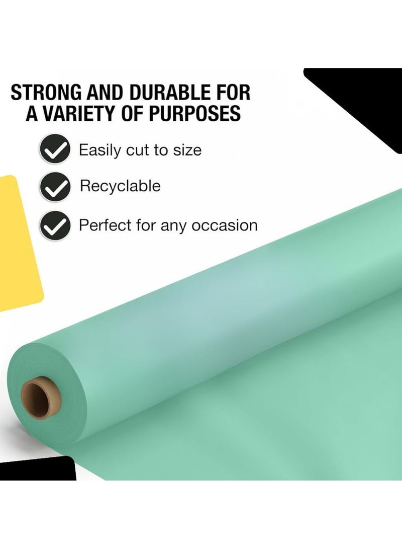AlsayedP 50 Pcs Sea Green Sufra Roll Plastic Table Cover Roll 100 x 100 cm Disposable Table Cloth for Picnic, Banquet, Birthdays, Party, Weddings (Sea Green 50pcs) - Image 2