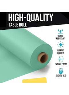 AlsayedP 50 Pcs Sea Green Sufra Roll Plastic Table Cover Roll 100 x 100 cm Disposable Table Cloth for Picnic, Banquet, Birthdays, Party, Weddings (Sea Green 50pcs)  - Image 4