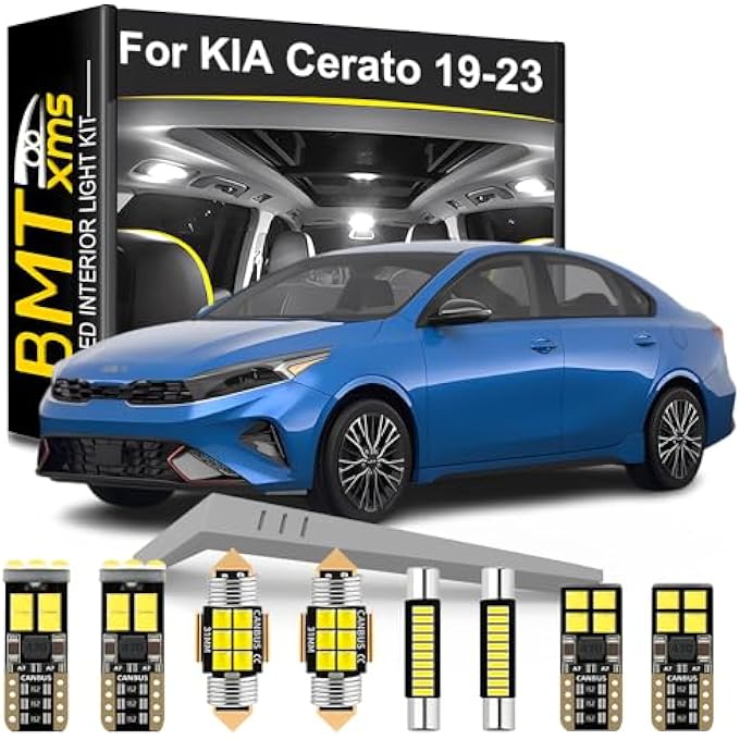 BMT xms طقم إضاءة داخلية LED بديل لسيارة كيا سيراتو 2019-2023، 10 قطع، لمبات بيضاء باردة 6000 كلفن - Image 1