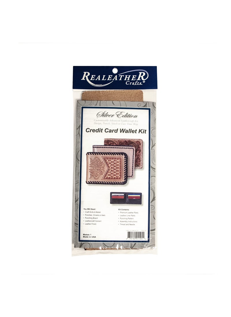 Realeather Realeather Silver Edition Credit Card Wallet Kit Leather Craft Kit natural  - Image 1