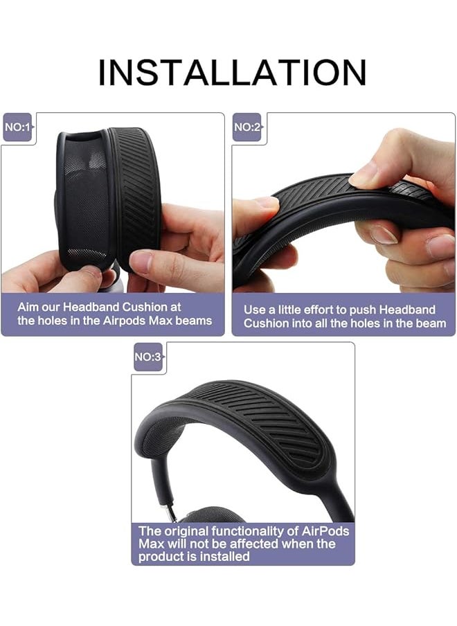erorex - Headband Cover For Airpods Max Washable Soft Silicone Headphone Headband Protectors Comfort Cushion Top Pad Protector Sleeve Compatible With Airpods Max Black - Image 1