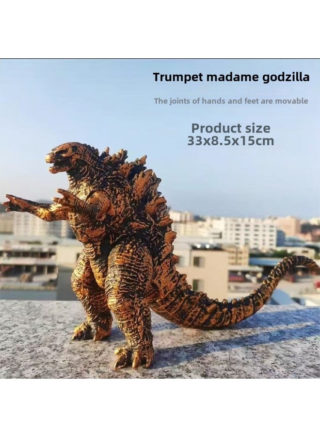 Soft Gum Godzilla Vs. King Kong Red Lotus Star Berserker Monster 2023 Godzilla Movie Series Advantage-Color:Raging Godzilla Gold - Height 15cm  - Image 1