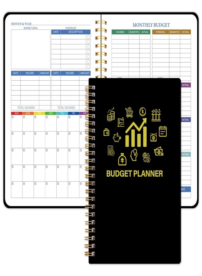 Kamoy Budget Planner - Monthly Financial Planner Organizer with Expense Budget Book/Expense Tracker Notebook/Accounting Book to Manage Your Money Effectively, Start Anytime, A5(5.8" * 8.2") Black Golden - Image 1