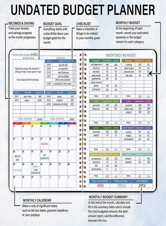 Kamoy Budget Planner - Monthly Financial Planner Organizer with Expense Budget Book/Expense Tracker Notebook/Accounting Book to Manage Your Money Effectively, Start Anytime, A5(5.8" * 8.2") Black Golden - Image 3