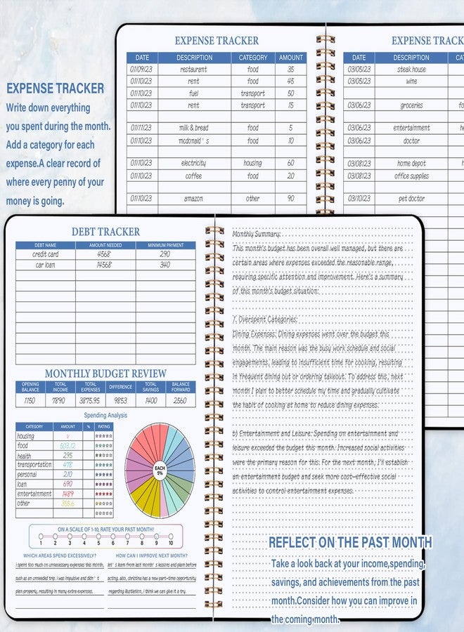 Kamoy Budget Planner - Monthly Financial Planner Organizer with Expense Budget Book/Expense Tracker Notebook/Accounting Book to Manage Your Money Effectively, Start Anytime, A5(5.8" * 8.2") Black Golden - Image 4