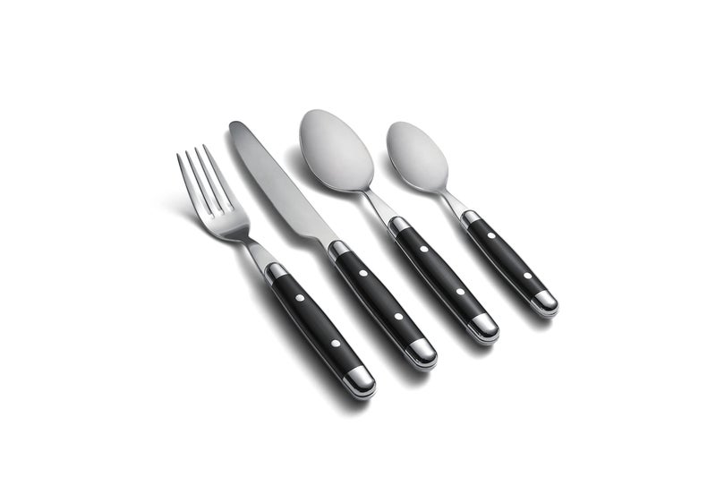 Cambridge Silversmiths 16 Piece Jubilee Flatware Set Black