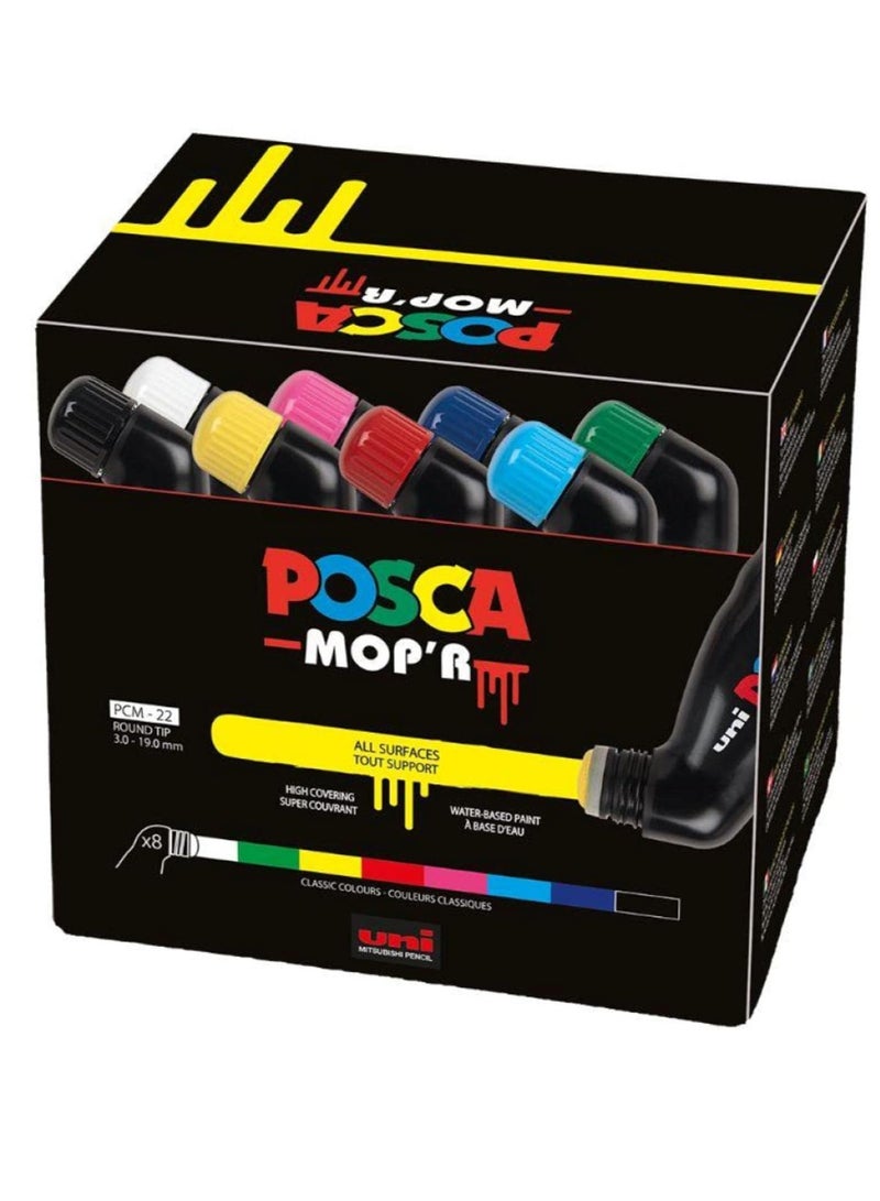 POSCA 8-Piece Mop'r Water Based Permanent Paint Markers Multicolour - Image 1
