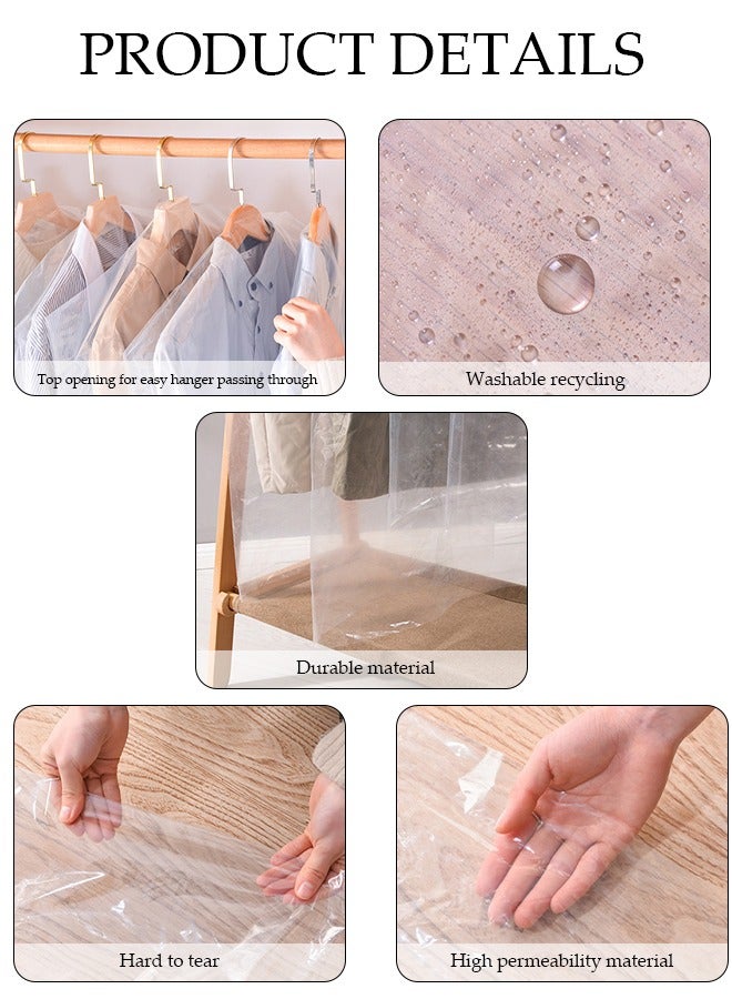 DUNISO 20 Pcs Clothes Dust Cover Hanging Garment Bag Clear Cloth Bags Disposable Clothing Proof Dust Shield For Closet Clothes Jackets Coats Storage Pouch (60X90cm) - Image 3