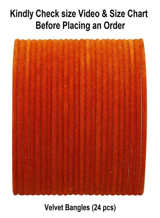 Efulgenz Indian Bangles for Women Bollywood Velvet Bangles Set Wedding Bridal Plain Metal Velvet Bangles Bracelets Fashion Costume Accessories (24 Pcs), Size 2.2 - Image 5
