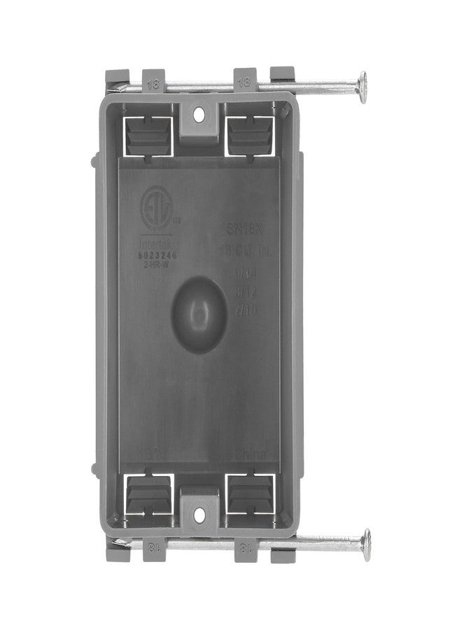 Maxxima 1 Gang 18 cu. in. PVC New Construction Electrical Switch and Outlet Junction Box, New Work Non-Metallic Electrical J-Box w/Nail, ETL Listed, 2 Hour Fire Rating, Gray, 10-Pack - Image 3