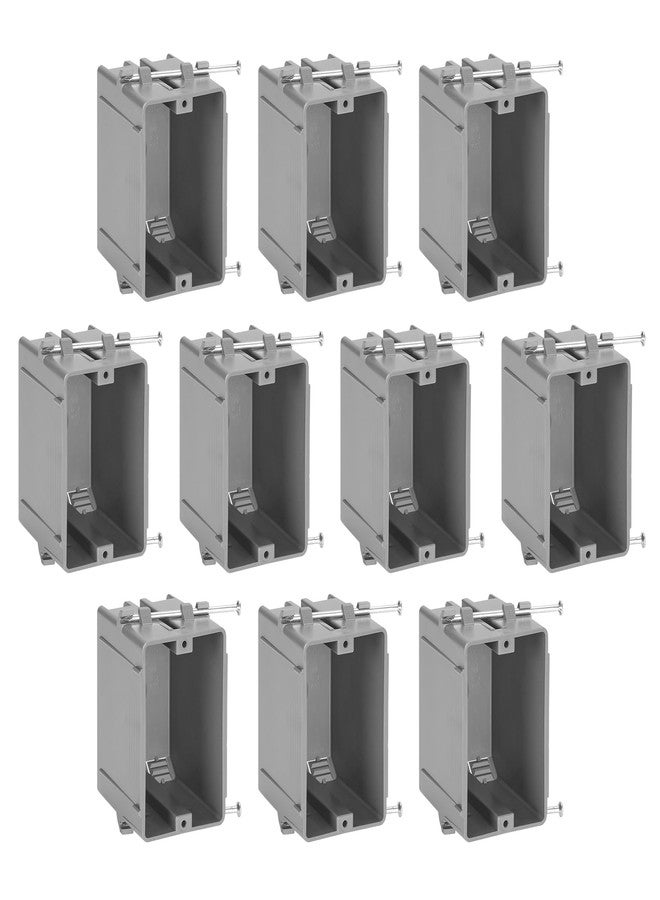 Maxxima 1 Gang 18 cu. in. PVC New Construction Electrical Switch and Outlet Junction Box, New Work Non-Metallic Electrical J-Box w/Nail, ETL Listed, 2 Hour Fire Rating, Gray, 10-Pack - Image 1