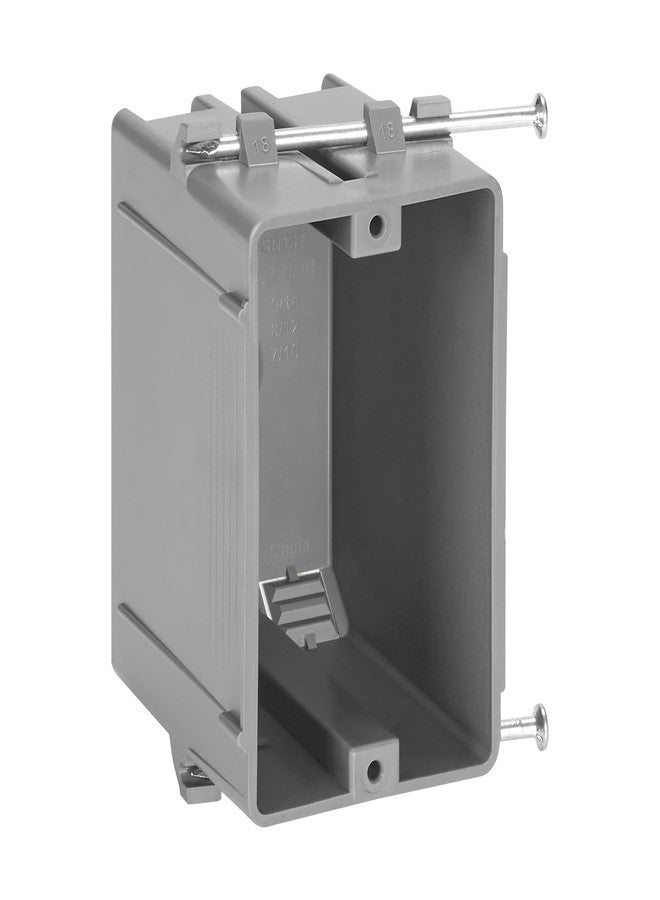 Maxxima 1 Gang 18 cu. in. PVC New Construction Electrical Switch and Outlet Junction Box, New Work Non-Metallic Electrical J-Box w/Nail, ETL Listed, 2 Hour Fire Rating, Gray, 10-Pack - Image 2