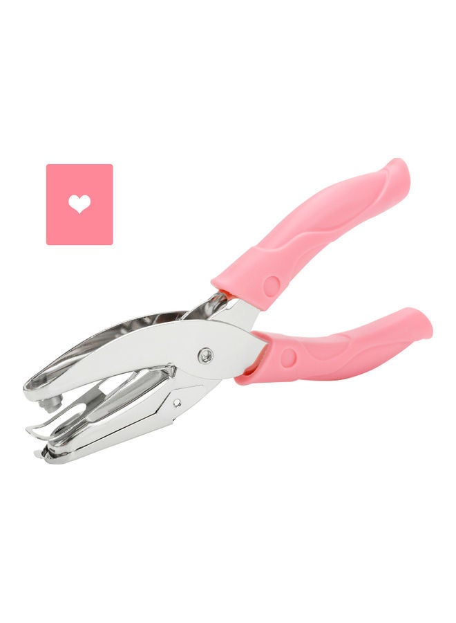 NIBEMINENT Handheld Single Hole Puncher Pink/Silver - Image 1