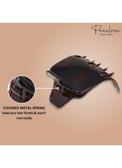 Parcelona Arcelona French Wide Paw Tortoise Shell Brown 2 ¼” Celluloid Covered Spring Side Slide In Jaw Yoga Hair Claw Clip For Women And Girls  - Image 4