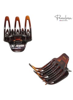 Parcelona Arcelona French Wide Paw Tortoise Shell Brown 2 ¼” Celluloid Covered Spring Side Slide In Jaw Yoga Hair Claw Clip For Women And Girls  - Image 5