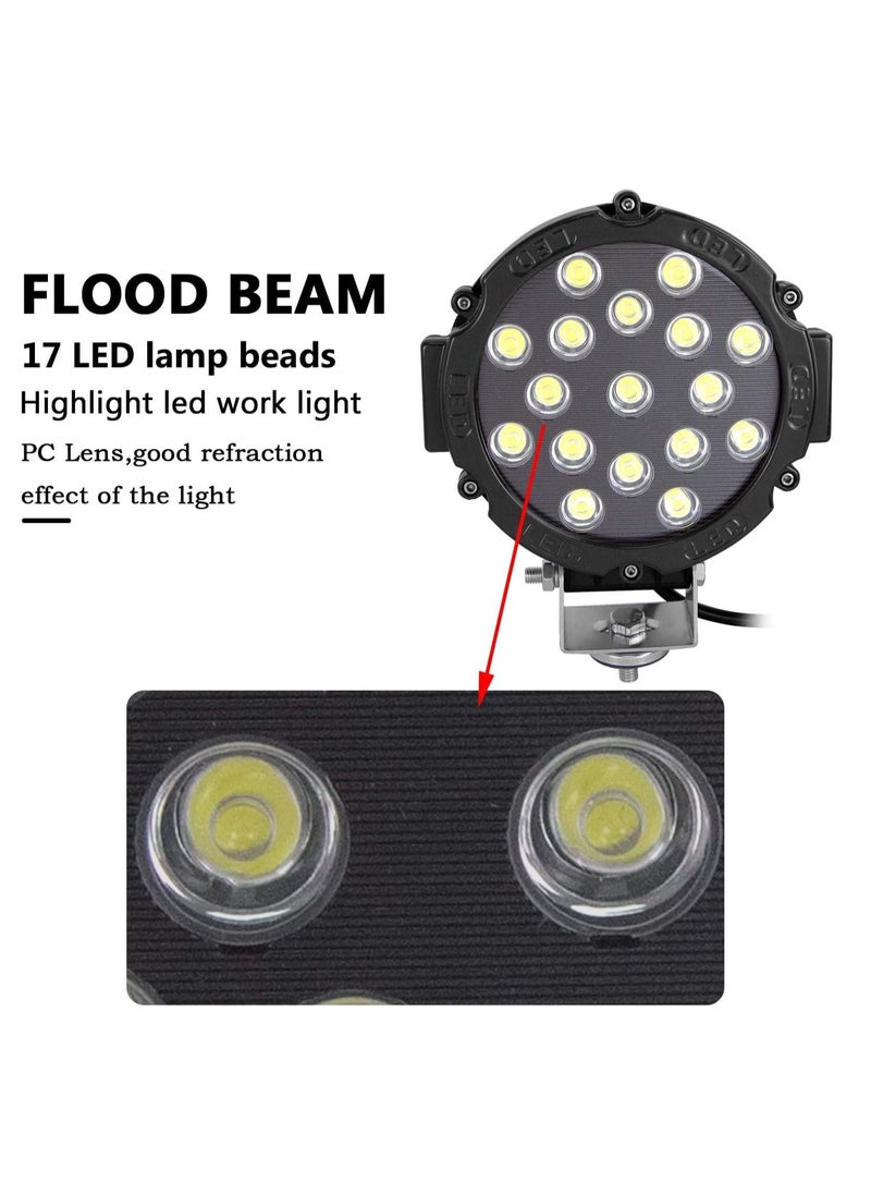 Toby's - 7 inch 51W Led Light Bar Flood Beam Offroad LED Work Light for Jeep Off-Road Vehicles 4x4 Atvs Utvs - Image 1