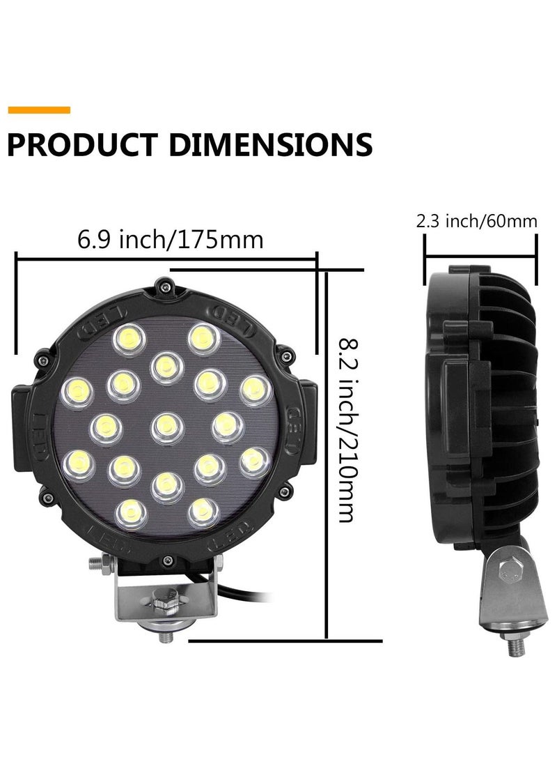 Toby's - 7 inch 51W Led Light Bar Flood Beam Offroad LED Work Light for Jeep Off-Road Vehicles 4x4 Atvs Utvs - Image 1