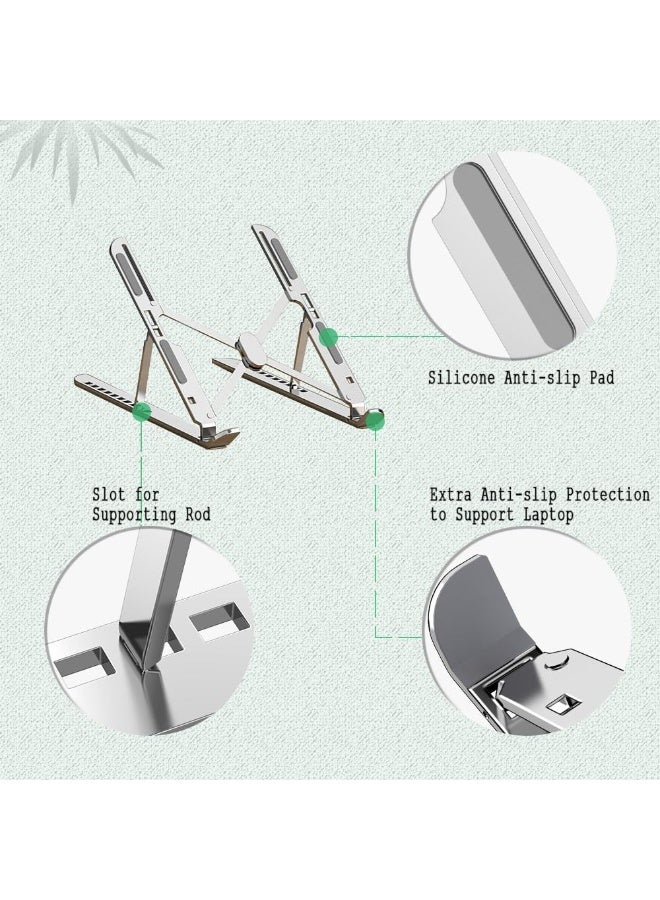 دعم الكمبيوتر اللوحي من الألومنيوم المحمول ، وقابل للطي قابلة للطي ، حامل الحمل المستقر ، حامل كمبيوتر محمول من 10 مستويات ， الارتفاع القابل للتعديل ، جبل كمبيوتر محمول قابل للطي ، كمبيوتر محمول وحامل الكمبيوتر اللوحي مع حامل الهاتف - Image 5