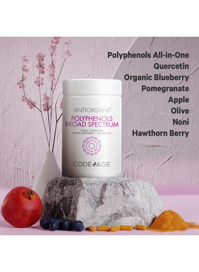 Codeage - Polyphenols Supplement Organic Green Tea Pills Quercetin Pomegranate Turmeric Resveratrol & Plant Polyphenols Foods Polyphenol Nutrients Vegan Nongmo 120 Capsules - Image 1