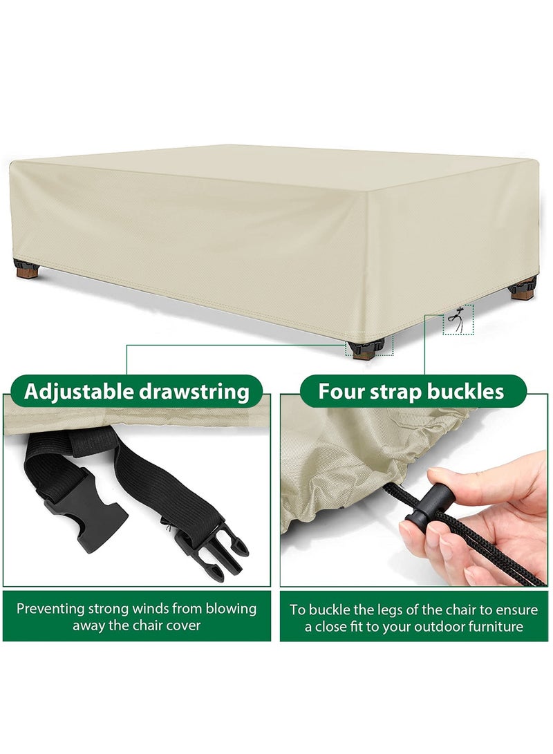 انفوسن غطاء اثاث خارجي مقاوم للماء شديد التحمل 420D ، واقي اريكة الفناء مقاوم للغبار والاشعة فوق البنفسجية، غطاء طاولة وكرسي سميك للغاية ومتين - غطاء كنب خارجي - غطاء جلسات خارجية - لجميع الاحوال الجوية للاستخدام الخارجي -اغطية كراسي جلسة خارجية - غطاء جلسه خارجيه - بيج - Image 3