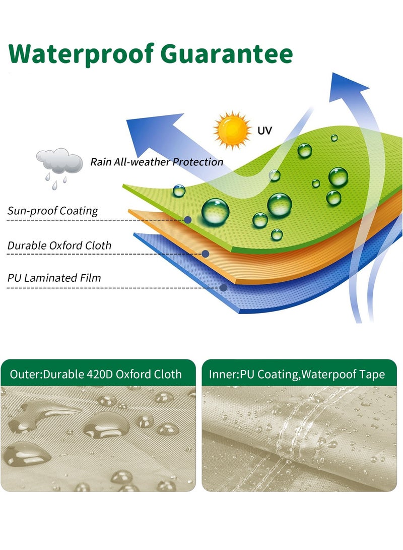 انفوسن غطاء اثاث خارجي مقاوم للماء شديد التحمل 420D ، واقي اريكة الفناء مقاوم للغبار والاشعة فوق البنفسجية، غطاء طاولة وكرسي سميك للغاية ومتين - غطاء كنب خارجي - غطاء جلسات خارجية - لجميع الاحوال الجوية للاستخدام الخارجي -اغطية كراسي جلسة خارجية - غطاء جلسه خارجيه - بيج - Image 5