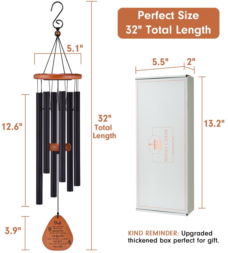 AMBOBE Memorial Sympathy Gifts for Loss of Dad, 32" Memorial Wind Chimes for Loss of Father Sympathy Gift, Bereavement Gifts for Loss of Father, Windchimes in Memory of Dad - Image 5