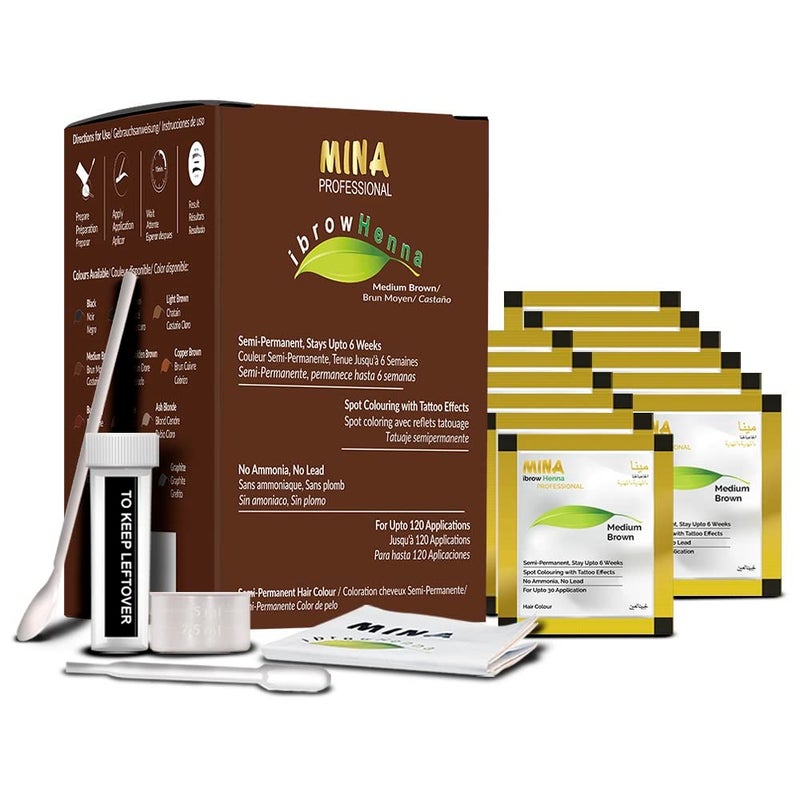 Mina ibrow Hair Color Refill Pack Medium BrownNatural Spot coloring and Professional Hair Tinting Powder Water and Smudge Proof  No Ammonia No Lead with 100 Gray Converge