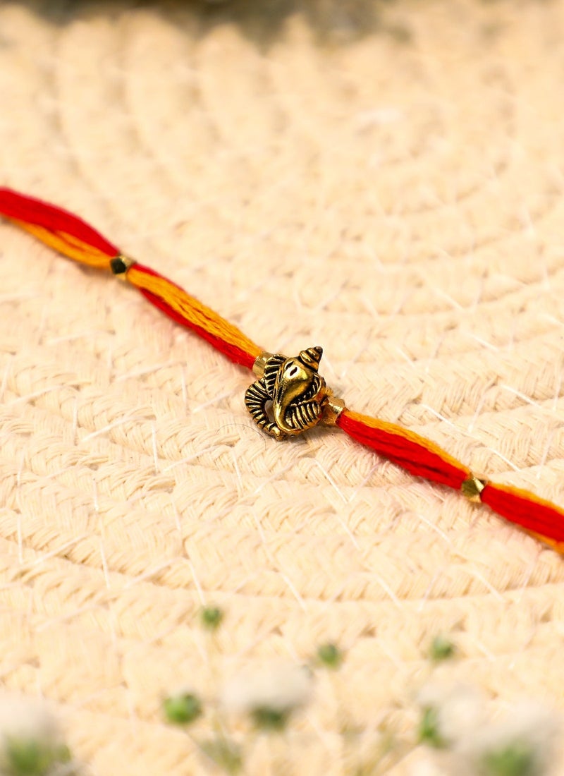 Madhoor Ganesha Rakhi for Brother Red Yellow Raksha Bandhan 1 Piece-38 CM - Image 1