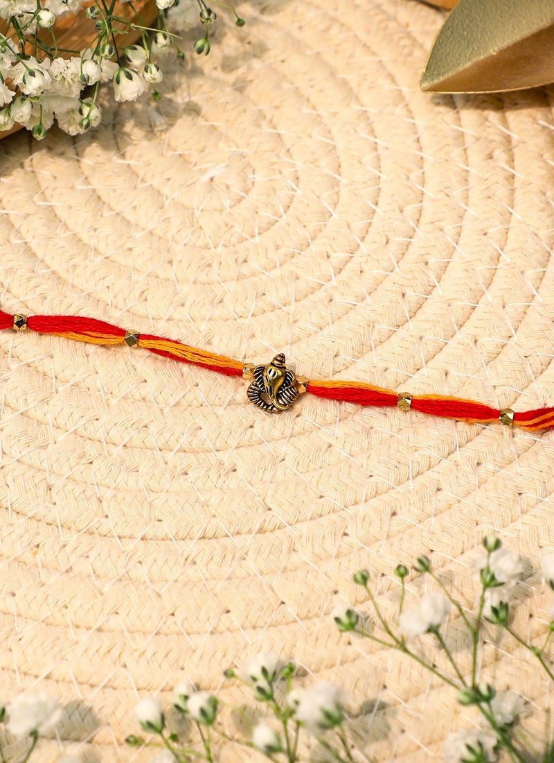 Madhoor Ganesha Rakhi for Brother Red Yellow Raksha Bandhan 1 Piece-38 CM - Image 2