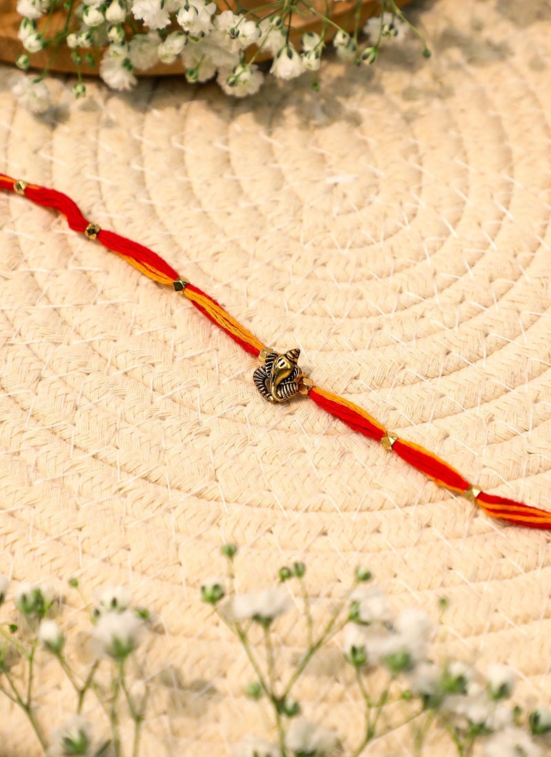 Madhoor Ganesha Rakhi for Brother Red Yellow Raksha Bandhan 1 Piece-38 CM - Image 3