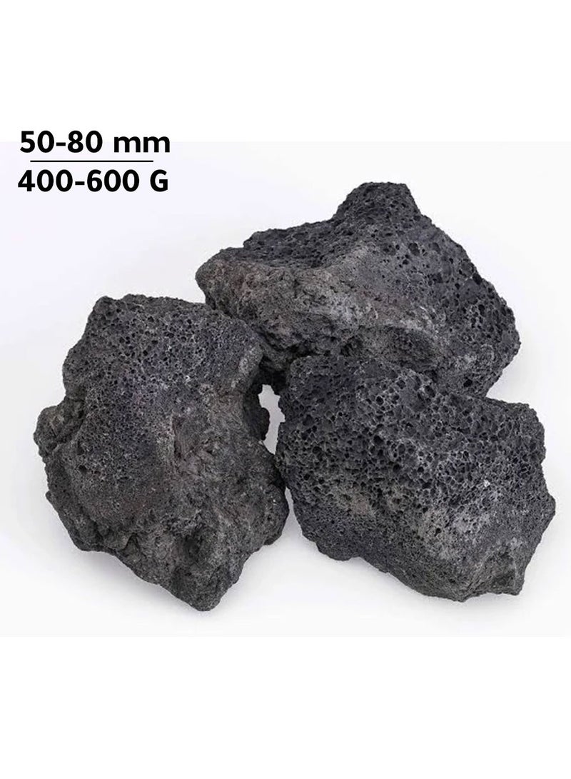 Generic Black Volcanic Stone 50-80mm 400-600g – Natural Decorative Rock for Aquariums and Terrariums 